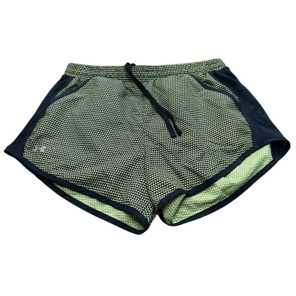 Green Black Under Armour Heat Gear Athletic Running Shorts - Picture 1 of 8